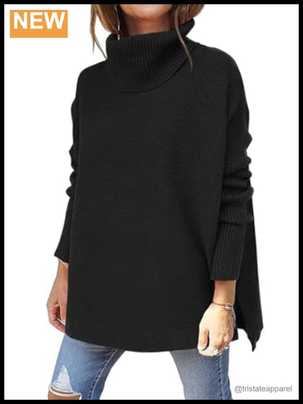 Oversized Turtleneck Batwing Sleeve Sweater Pullover